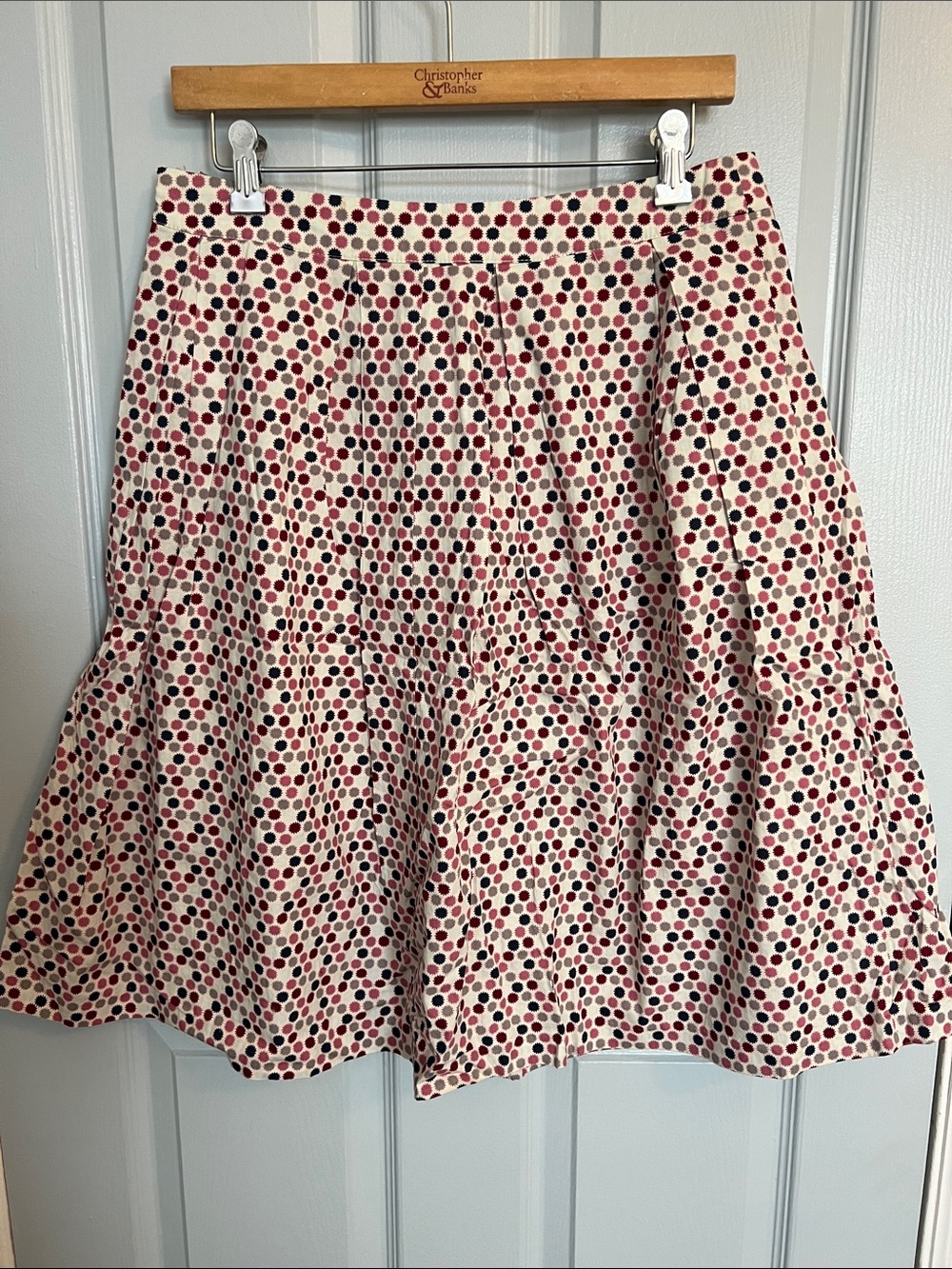 DownEast Polka Dot A-Line Skirt - Cream, Pink & Black
